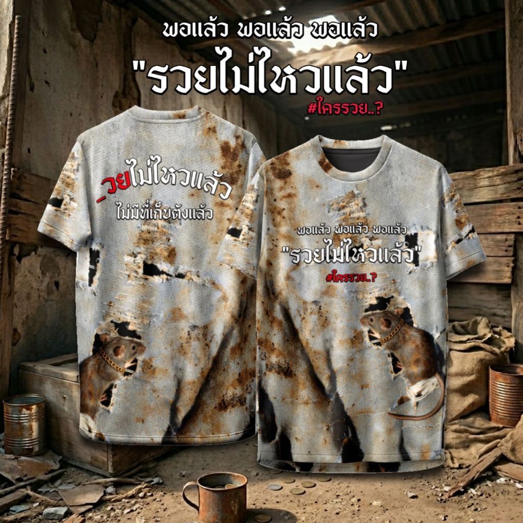เสื้อกีฬา ลาย 'รับรวยไม่ได้