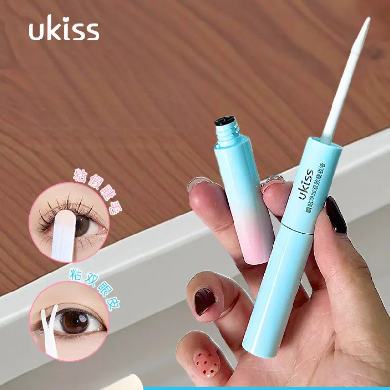 UKISS Clean And Double Effect Eyelash Makeup Liquid กาวติดขนตาปลอม Double Headed จัดแต่งทรงผมหัวแปรง