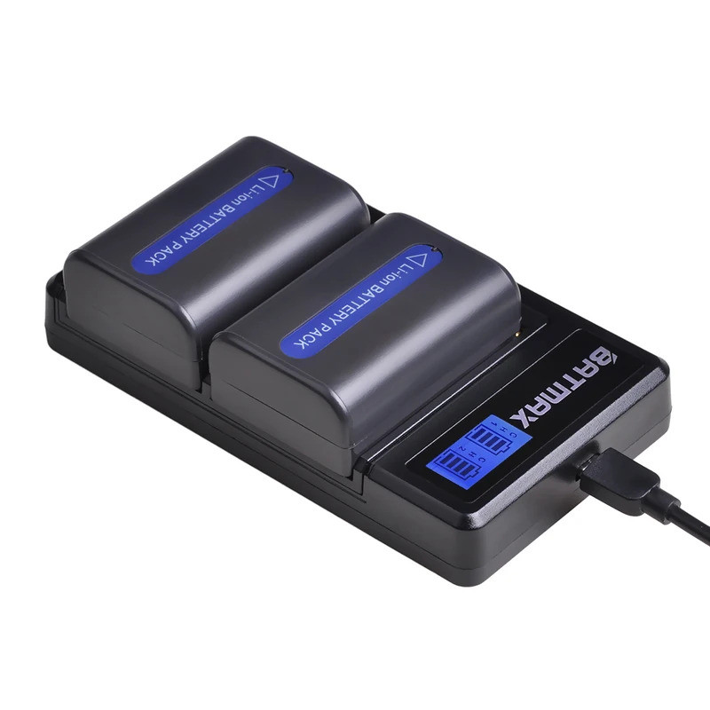 Batmax NP-FM50 FM50 Battery + LCD Dual USB Charger for Sony NP-FM51 NP-FM30 NP-FM55H DCR-PC101 A100 