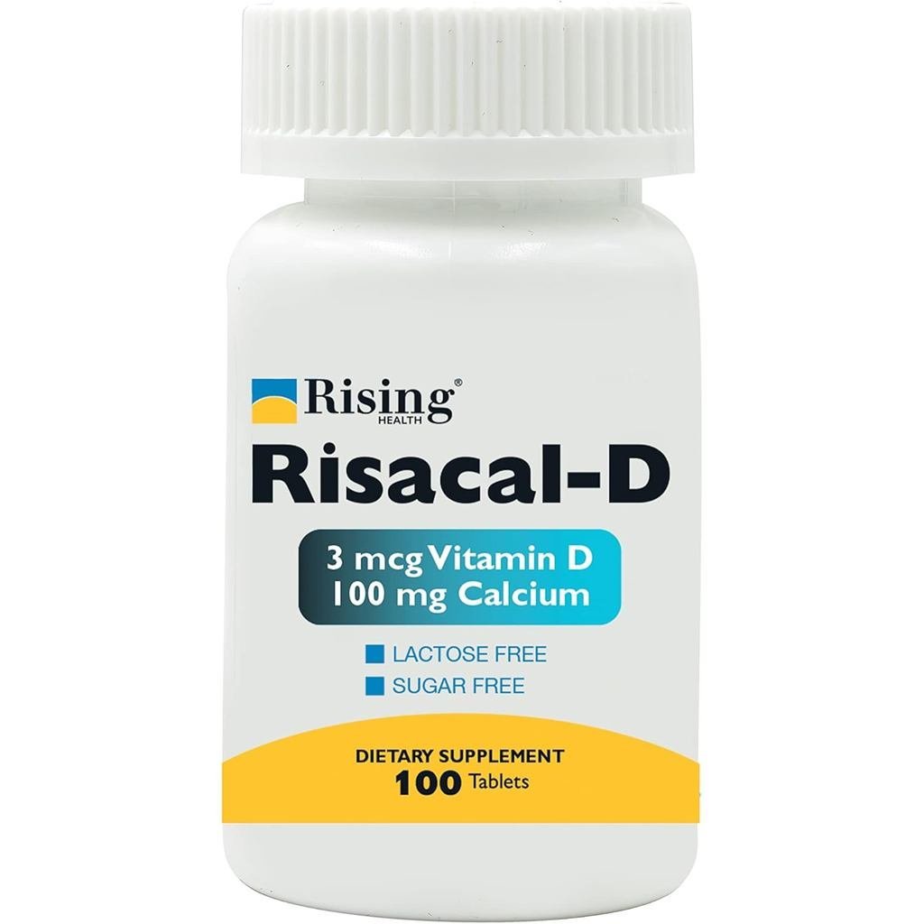 Rising Health - Risacal-D - อาหารเสริมวิตามิน D3 & แคลเซียม - 100 เม็ด