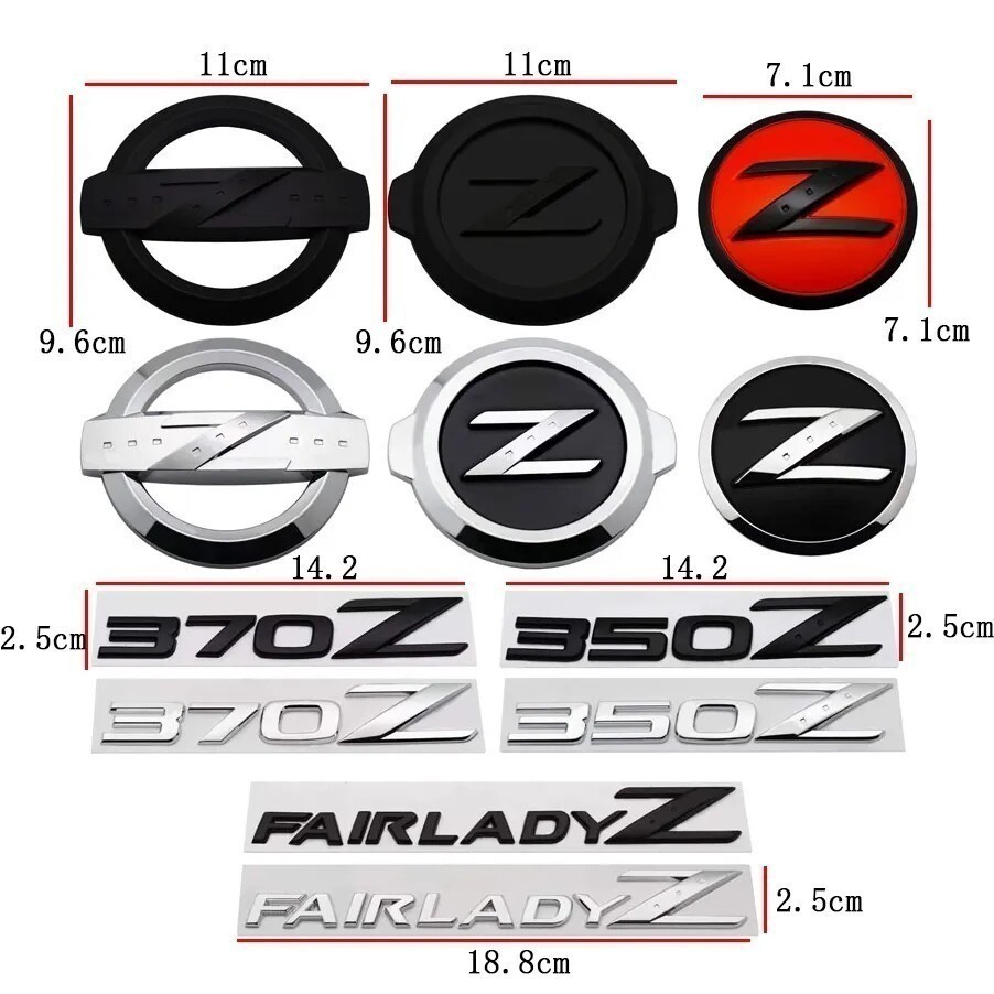โลโก้ด้านหน้าสัญลักษณ์ด้านหลังสําหรับ Nissan 350Z 370Z Fairlady Z Z33 Z34 ภาษาอังกฤษสติกเกอร์ตัวอักษ
