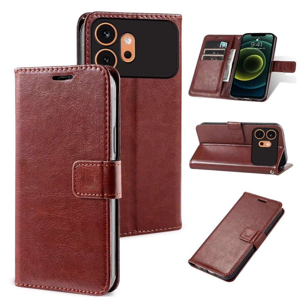 กระเป๋าสตางค์แบบพลิกได้เคสโทรศัพท์หนังสําหรับ Honor 600 VKJ-NX9 Kickstand Card Holders Cover