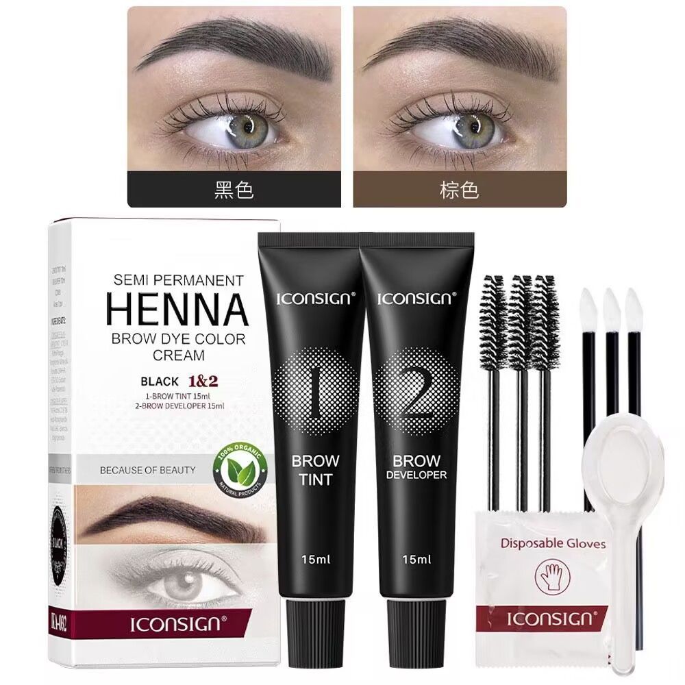 Kexier Eyebrow Dyeing Cream Pack Eyebrow Eyelash Dyeing White Eyebrow Dyeing สีดํากันน้ํา Non-Fading