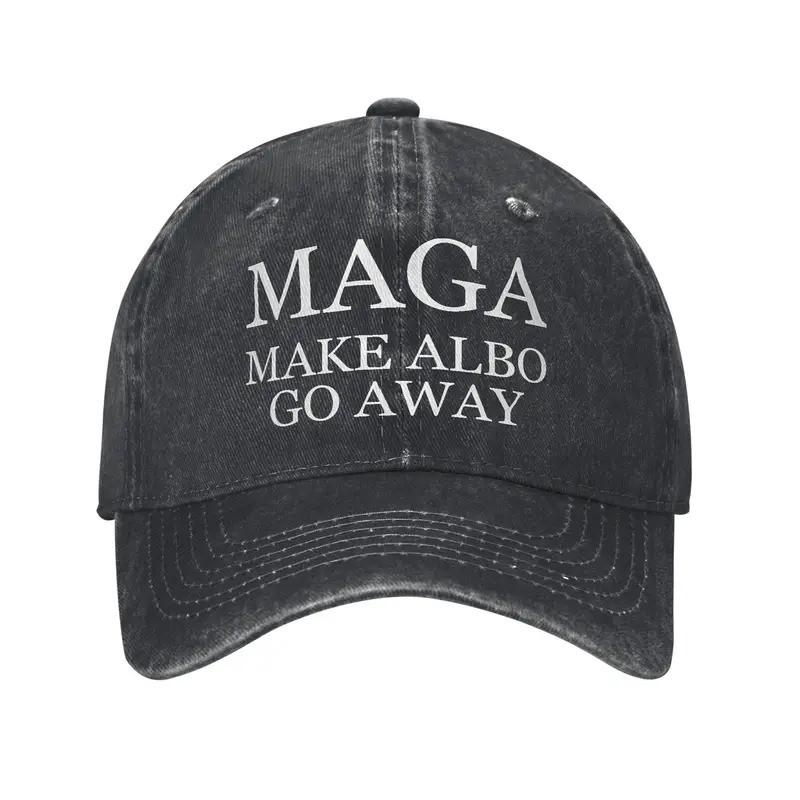 Vintage MAGA Make Albo Go Away เบสบอลหมวก Unisex Distressed Denim Sun หมวกออสเตรเลีย Saying กลางแจ้ง All Seasons หมวกปรับได้