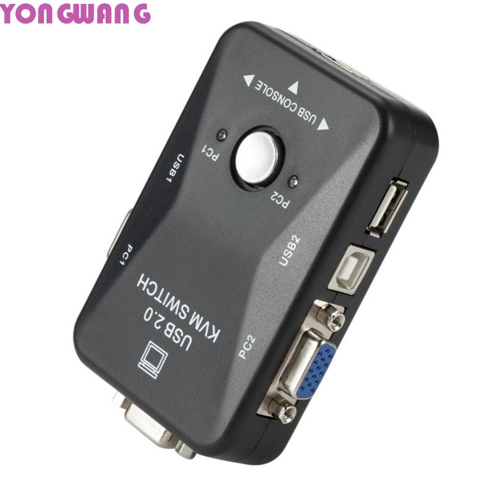 YONGWANG66HR 2 Port VGA KVM Switch, 2 in 1 Out Switcher USB 2.0 KVM Switch Splitter, KVM VGA ยืดหยุ่