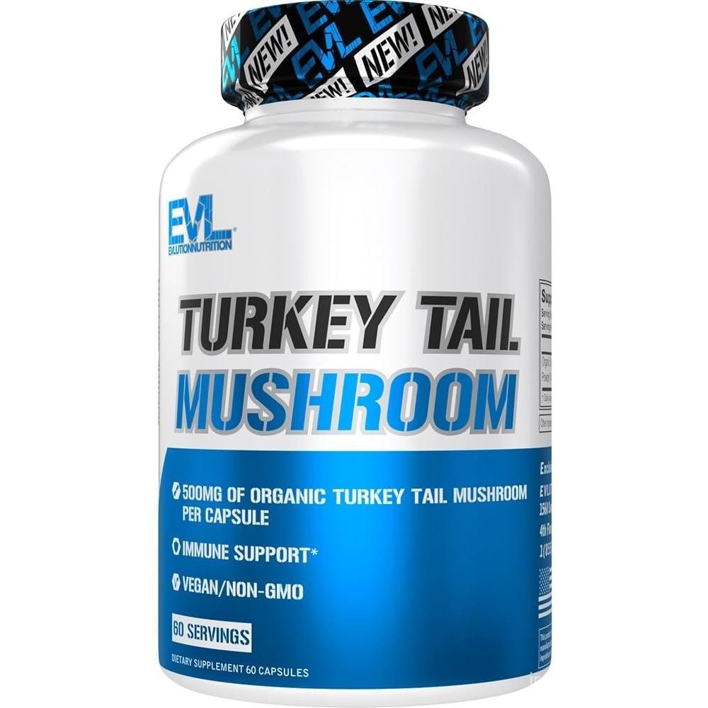 Evolution Nutrition Turkey Tail Mushroom - 500mg Organic Turkey Tail Mushroom ต่อแคปซูล - Immune Sup