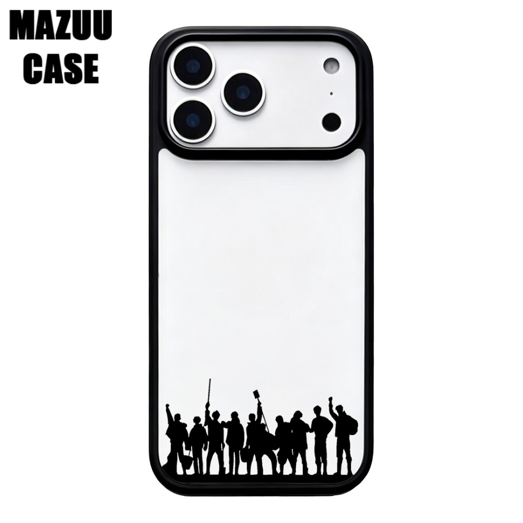 เคสไอโฟน TPU ขอบดำ หลังแข็งใส กันกระแทก ลายซิลลูเอทกลุ่มเพื่อนสไตล์วินเทจ สำหรับ iPhone 17 16 15 14 13 12 11 Pro Max Plu