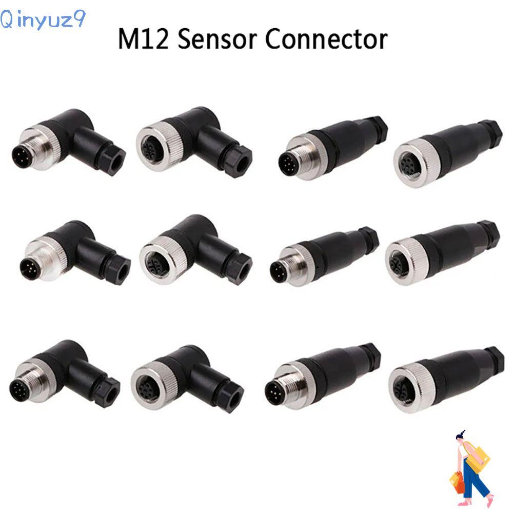 QINYUZ9 M12 Sensor Connector, 4 5 8 Pin Sensor Plug M12 Aviation Plug, Straight M12 Sensor Cable Con