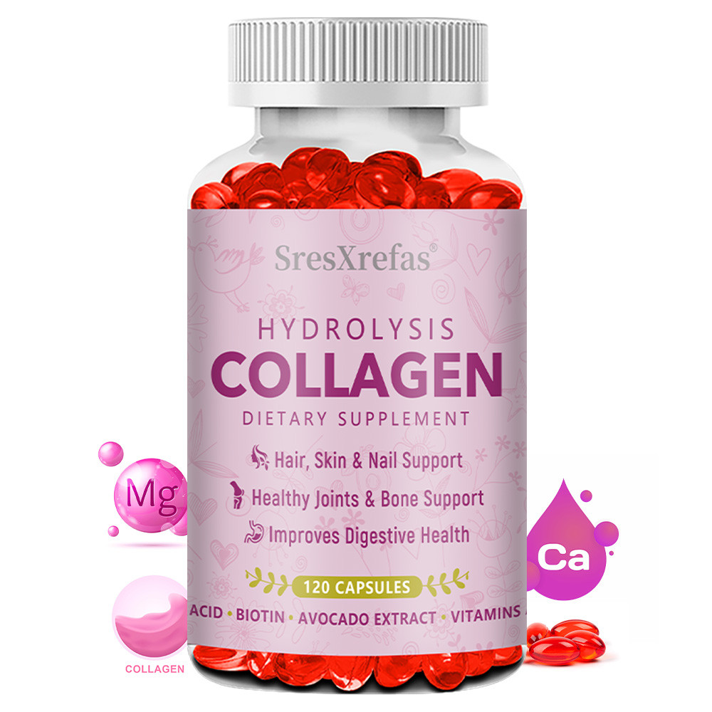 SresXrefas Hydrolyzed Collagen อาหารเสริม - พร้อม Biotin, Avocado & Vitamins for Hair Skin Nails Support, Joint Health & Digestionon