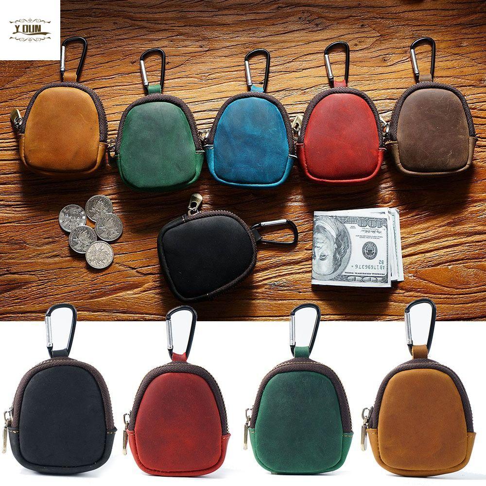 IVEYOUNG Small Purses, Mini Genuine Leather Cowhide Coin Purses, Fashion Zipper With Keyring Card Ba