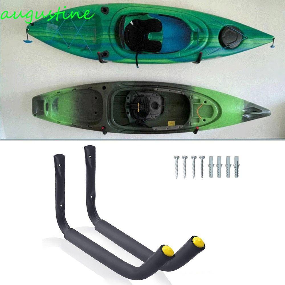 AUGUSTINE Kayak Rack, อเนกประสงค์ติดผนัง Kayak แขวน, กระดานโต้คลื่นยึด Heavy Duty สีดําโรงรถ Kayak S
