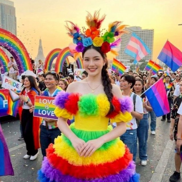 พร้อมส่งคาดกุหลาบรุ้งขนรุ้งสินค้าตรีมPrideMonth