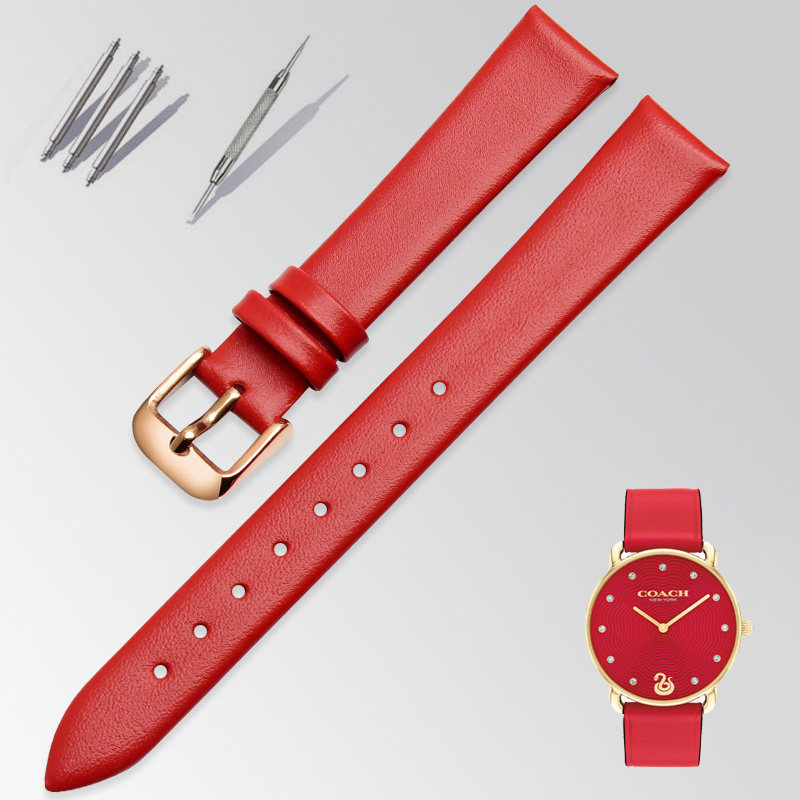 watch นาริกา ผู้ชาย เหมาะสำหรับ Coach COACH ผู้หญิงสีแดงหนังวัวราศีนาฬิกาสีแดงขนาดเล็กสายนาฬิกานุ่มเ