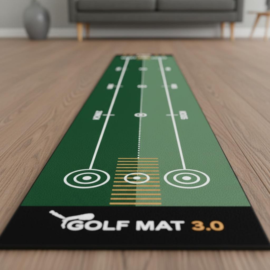 คู่มือการจัดตําแหน่ง Golf Putting Mat True-Roll Turf Indoor Golf Mat โลโก้ที่กําหนดเองสําหรับผู้เริ่