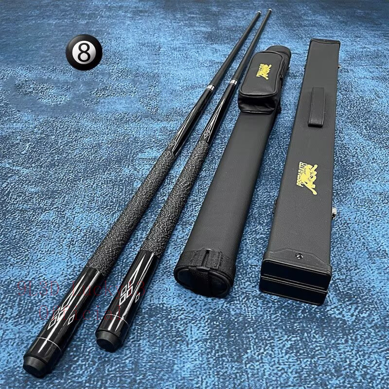 ไม้คิวบิลเลียดคาร์บอนไฟเบอร์แบบข้อต่อกลาง ขนาด 10/11.5/12.5 มม. สีดำแบบอเมริกัน ไม้คิวบิลเลียดแบบแยก 1/2 ทำจากไม้เมเปิล