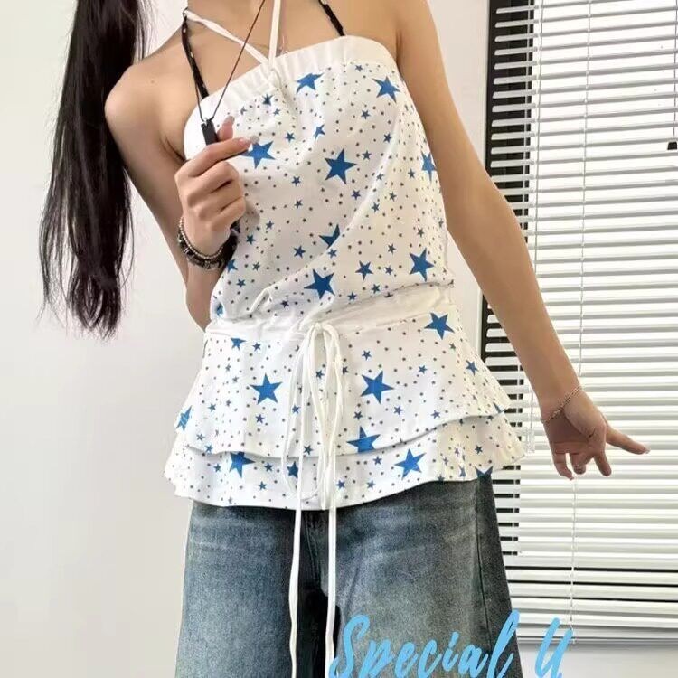 Y2k Millennium Style Top Ancient Sense Japanese Magazine Sling หลัง 90 Non-Manstream Light Yabi 5.6