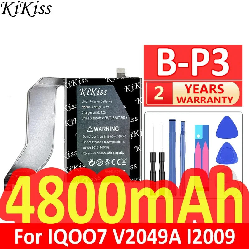 B-P3 4800mAh แบตเตอรี่โทรศัพท์สําหรับ Vivo IQOO 7 , IQOO7 Legend V2049A I2009 เปลี่ยนแบตเตอรี่ + ติด