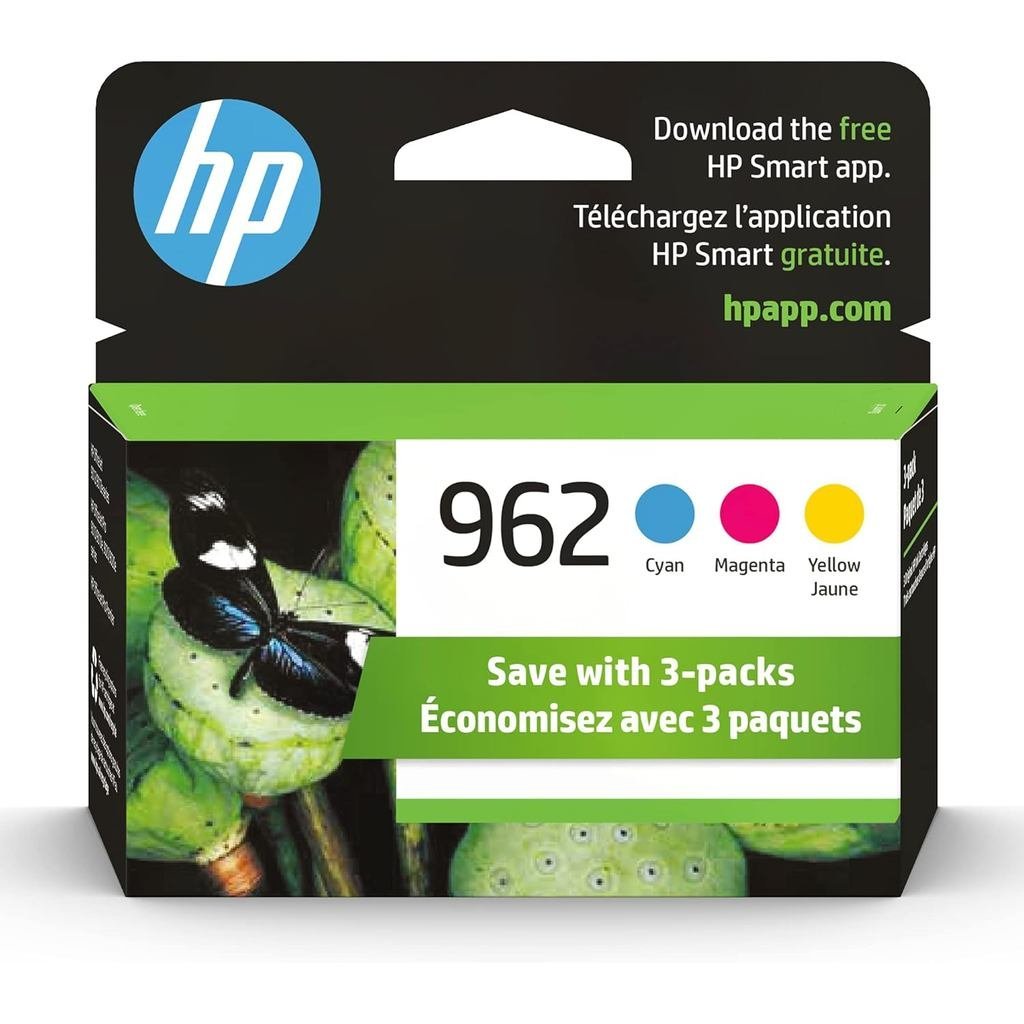 ตลับหมึก HP 962 Cyan, Magenta, Yellow | ใช้งานได้กับ OfficeJet 9010, 9020 | ลบได้สําหรับหมึกทันที | 