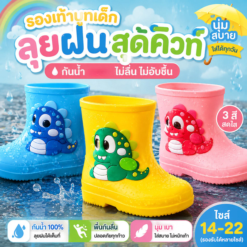 รองเท้าบู๊ทเด็ก บู๊ทกันน้ำ กันลื่น กันฝน กันน้ํา ลายการ์ตูนน่ารัก สําหรับเด็กผู้ชาย และเด็กผู้หญิง