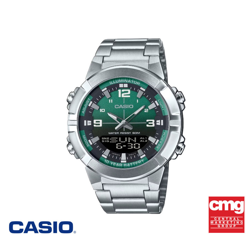 CASIO นาฬิกาข้อมือ CASIO รุ่น AMW-870DA-3AVDF สเตนเลสสตีล สีเขียว