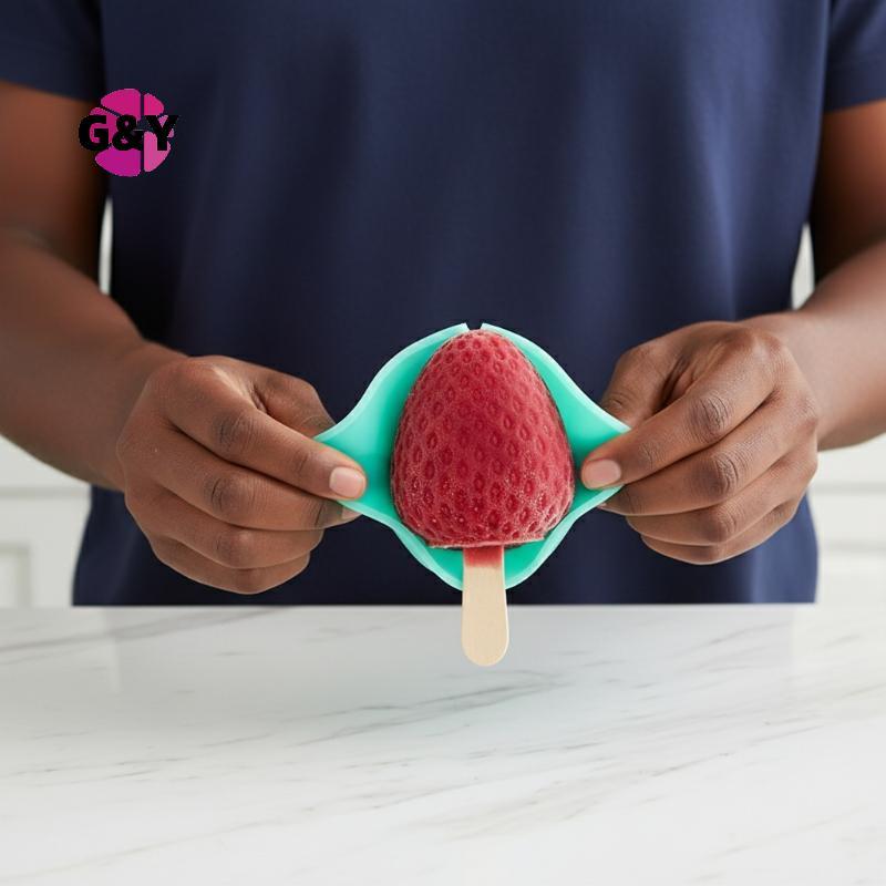 G&Y Food-Safe Fruits Ice Cream Mold 3D Strawberry Mango Peach Design Easy Release Cake, Chocolate, J