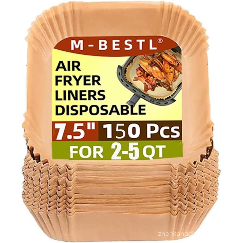 7.5 นิ้ว Air Fryer Parchment กระดาษ Liners Square,150 ชิ้น Non-stick & Oil-proof Air Fryer Liners ทิ
