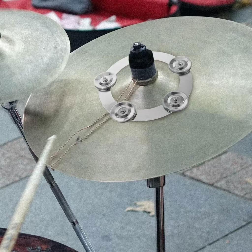 [qwnjto] Drum Cymbals Rings Tambourine Percussion Jingle Clamp สําหรับชุดกลอง Stack Cymbal อุปกรณ์เส