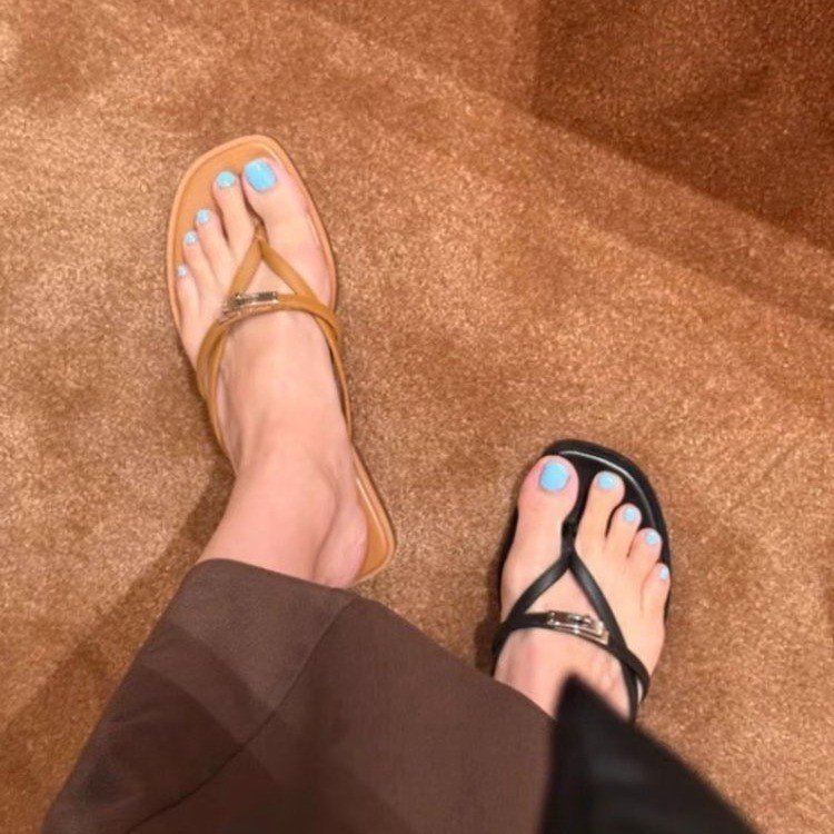 รองเท้าแตะ Womens Square Toe Slip-On Fashion