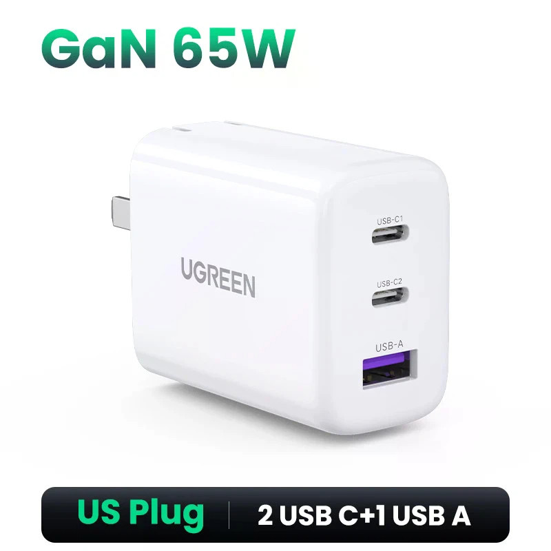 UGREEN 65W PD Charger QC4.0 3.0 Type C PD Fast Charger สําหรับ iPhone โทรศัพท์ Android แท็บเล็ตแล็ปท