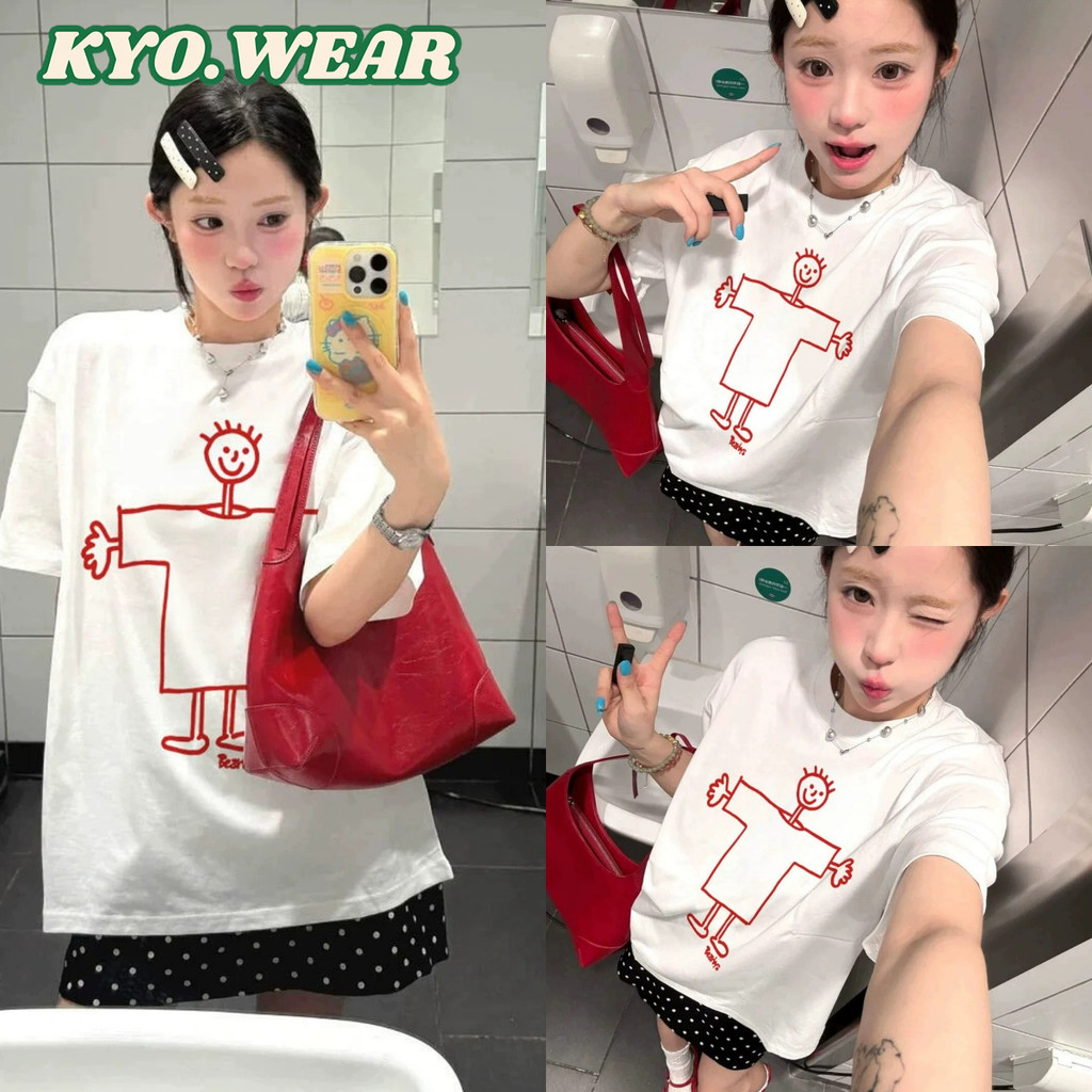 KYO ✨【ส่งจากไทย】สื้อยืด oversize เสื้อแฟชั่น เกาหลี สตรีท ใส่สบาย โคตรนุ่ม ผ้าคอตตอน100% ลาย "MEIKENA" ราคาถูก Shopee Lazada