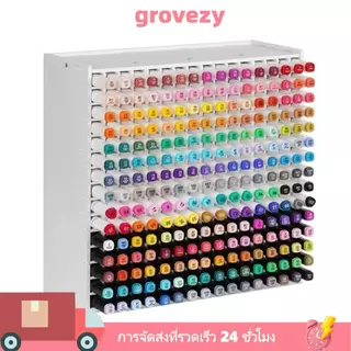 GROVEZY ที่ใส่ปากกามาร์กเกอร์,หลายช่องความจุขนาดใหญ่ Art Marker Rack, PVC 72/120/180/240 กริด Mark ปากกากล่องเก็บเดสก์ท็อป