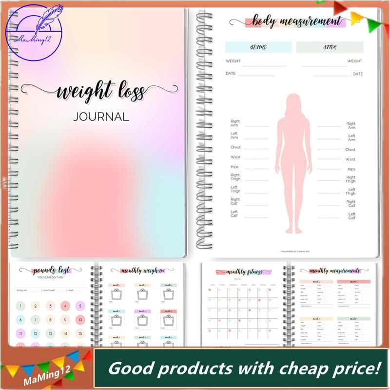 [MaMing] 12 เดือนลดน้ําหนัก Journal Pounds Lost & Body Measurings Tracker - A5 (สีรุ้ง)