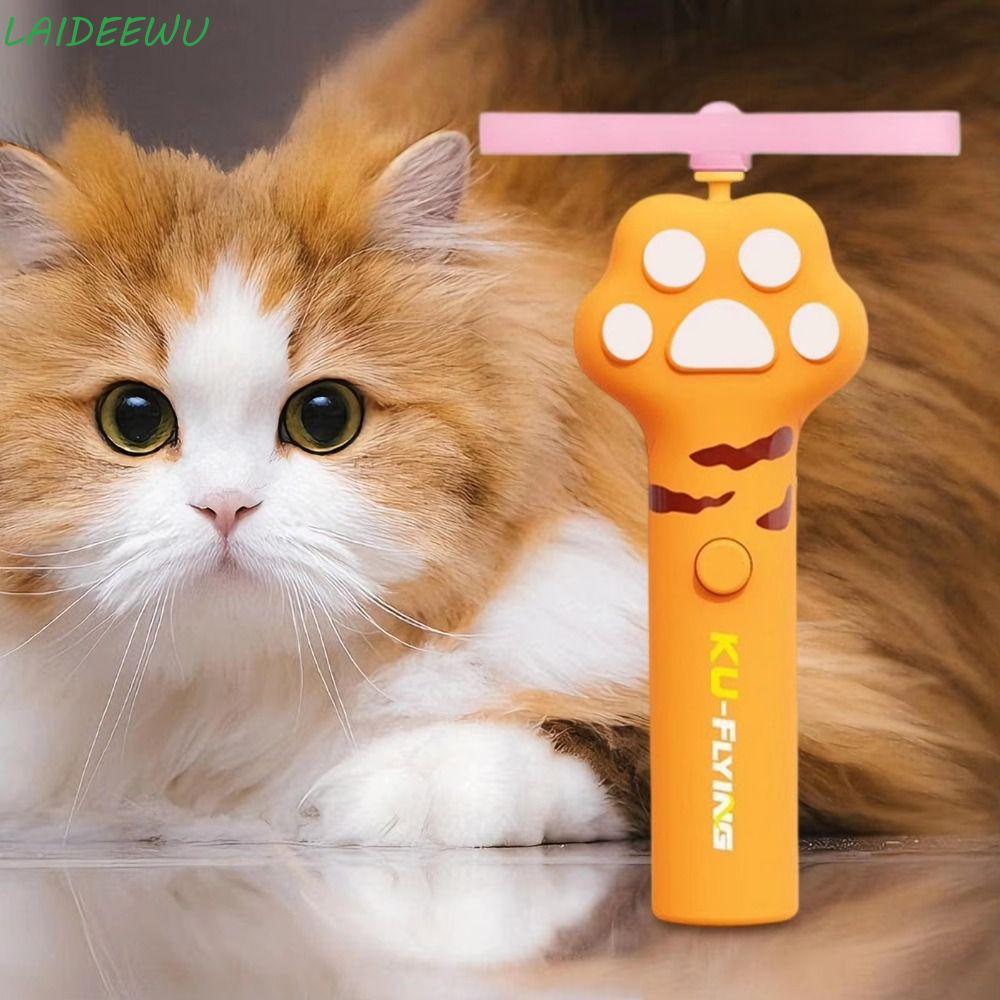 LAIDEEWU Cat Flying Disc Toy, Glow Electric Kitten Flying Saucer, Soft Discs 6 Flying Disc Launcher 
