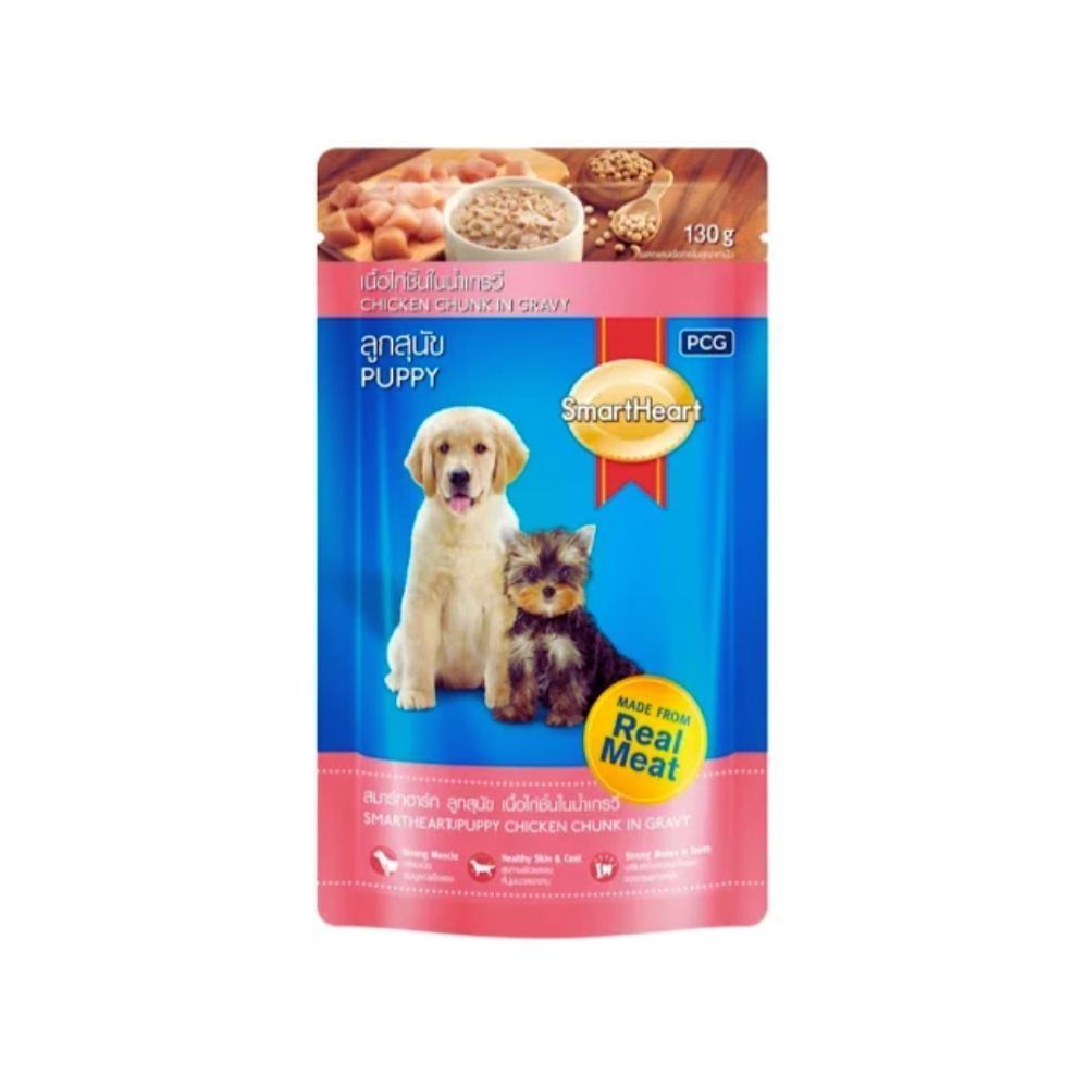 สมาร์ทฮาร์ทซองลูกสุนัขไก่ชิ้นในเกวี่130ก SMART HEART PUPPY POUCH CHIKEN GRAVY130G
