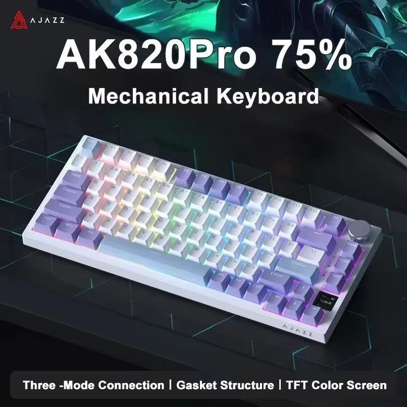 AJAZZ AK820 / AK820Pro Gaming Mechanical Keyboard 75% 82 คีย์แบบมีสายโหมดเดี่ยว/บลูทูธไร้สาย Gamer ค