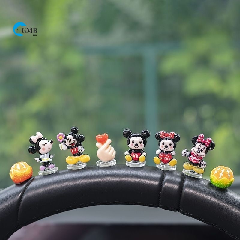 ตุ๊กตาแดชบอร์ดรถมิกกี้เมาส์-8ชิ้นชุดการ์ตูนช่องระบายอากาศตกแต่งสําหรับรถยนต์