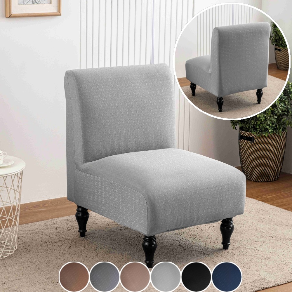Armless Accent รองเท้าแตะเก้าอี้ Slipcover,Stretch Spandex พิมพ์ที่ถอดออกได้ลื่น Silp สําหรับเก้าอี้ Accent ไม่มีแขนสําหรับห้องนั่งเล่นห้องรับประทานอาหาร
