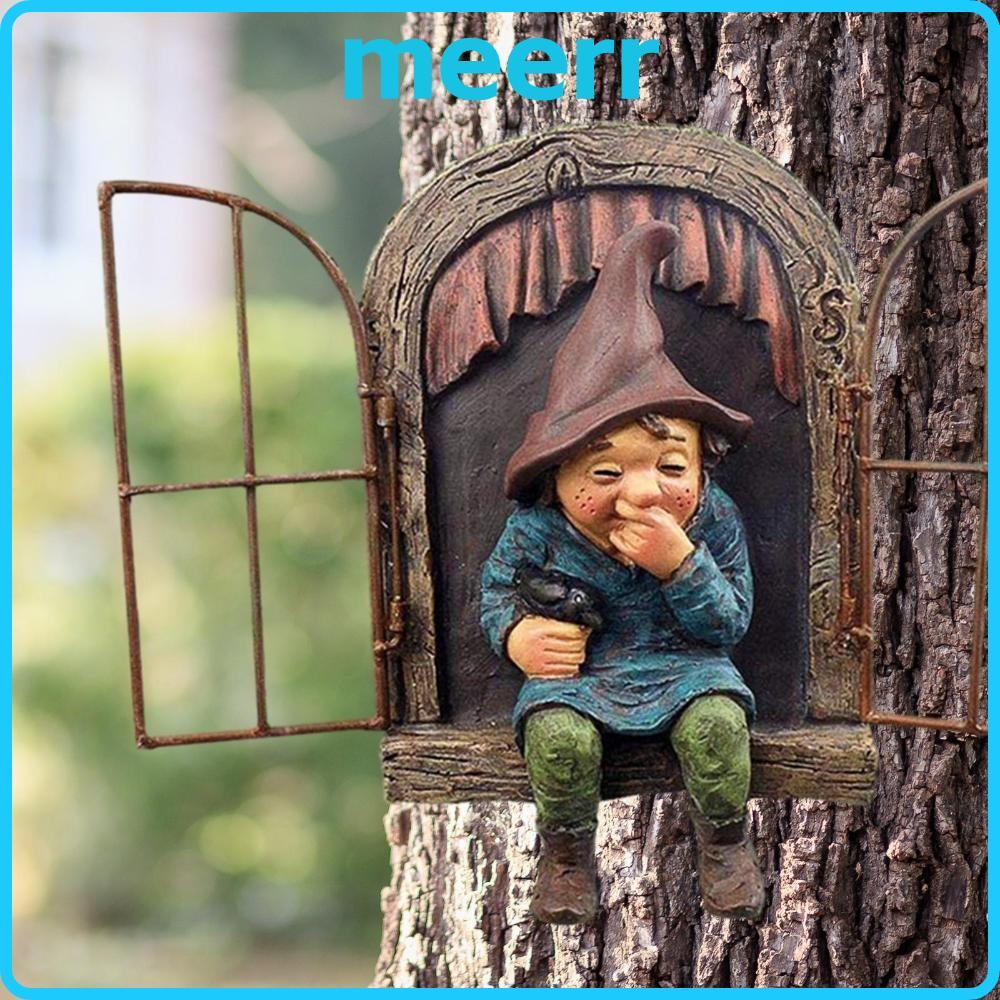 รูปปั้น MEERR Gnome, ของขวัญแฟนตกแต่งสวนประติมากรรมนางฟ้า, ความคิดสร้างสรรค์ทนสภาพอากาศ Miniature เรซิ่น Dwarf Figurine Garden