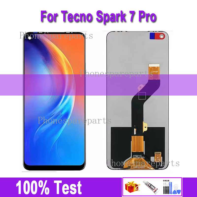 6.6 "KF8 LCD สําหรับ Tecno Spark 7 Pro จอแสดงผล LCD Touch Sensor Digitizer Assembly อะไหล่