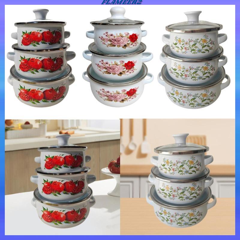 [Flameer2] 3 ชิ้นแบรนด์ ENAMELPOT พร้อม POSS PORTABLE POSTS FLATS POSS POT ENAMEL POT