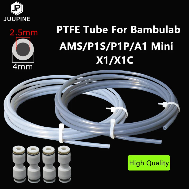 สําหรับBambu Lab Ptfeหลอด 2 5 มม.4 มม.P1S P1P AMS A1 Mini 3Dเครื่องพิมพ์Teflontoท่อX1C Bambulab Ptfe