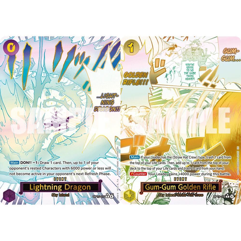 ONE PIECE คอลเลกชันการ์ด Lightning Dragon Gum-Gum Golden Rifle EN คุณภาพสูง Self Made เกมอะนิเมะการ์ด