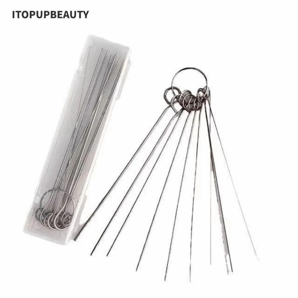 ITOPUPBEAUTY 10 ชิ้น/กล่องสแตนเลสผ่านเข็ม,หัวฝักบัวตัดเชื่อมสแตนเลสเข็มแปรงชุด,เครื่องมือทําความสะอาดฝักบัว 0.4-1.6 มม.ขุดเชื่อมซ่อมเครื่องมือ