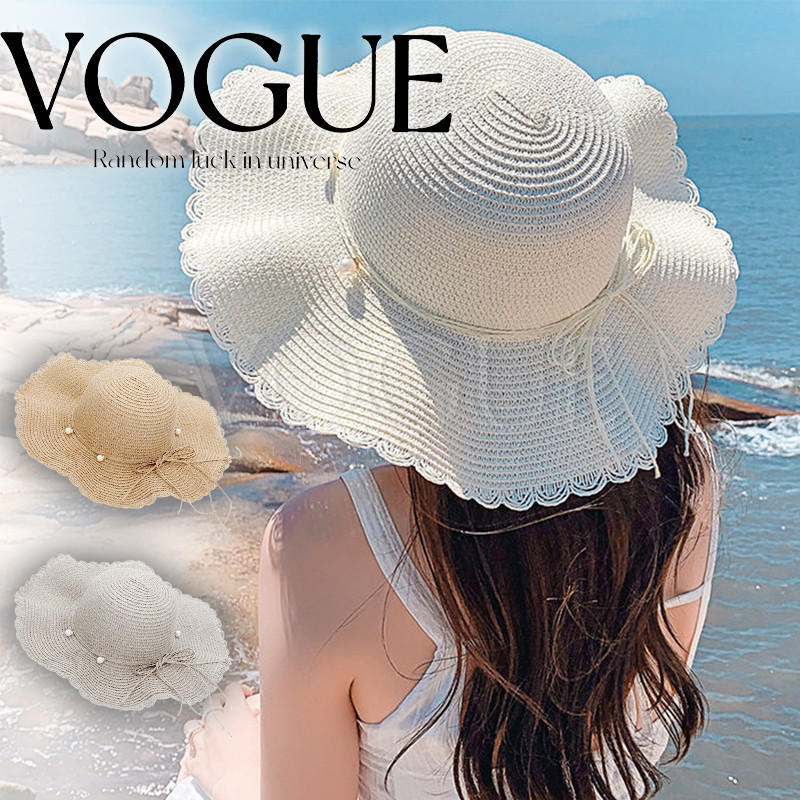 Vogue🌟พร้อมส่ง🌟 หมวกสาน บัคเก็ตกันแดด เที่ยวชายหาด แฟชั่นสำหรับผู้หญิง มี3สี (MK-24)