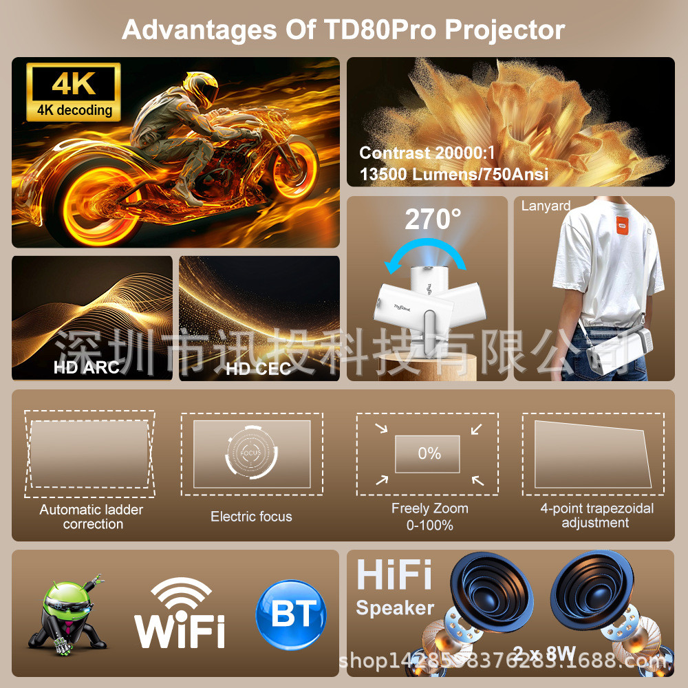4k750ansi Full td80pro HD Portable 1080p โปรเจคเตอร์ โปรเจคเตอร์ โปรเจคเตอร์ มินิโปรเจคเตอร์