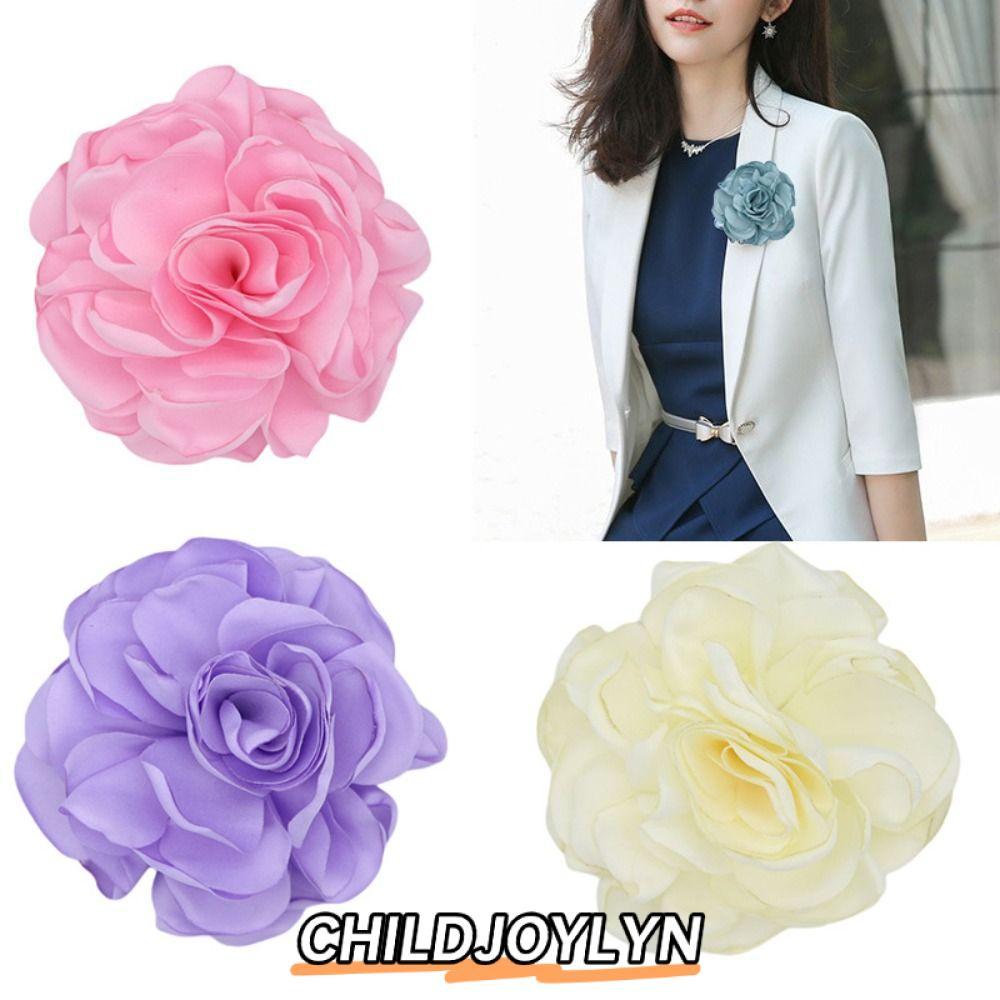 CHILDJOYLYN เข็มกลัดลายดอกไม้ขนาดใหญ่สไตล์วินเทจ เครื่องประดับงานแต่งงาน และ corsage ทำมือ