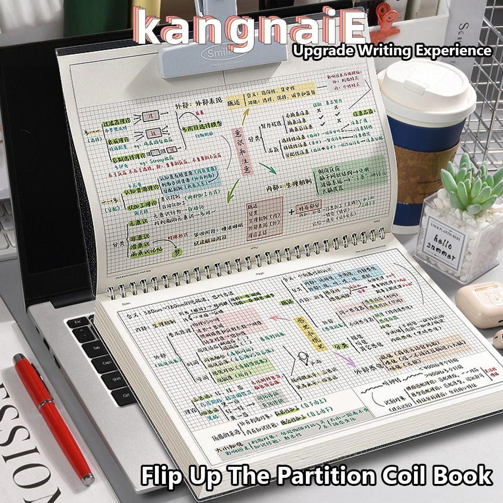 KANGNAI B5 Notepad, ตารางกระดาษข้น/สมุดบันทึกขดลวดเส้นแนวนอน, การออกแบบพาร์ทิชันที่เรียบง่าย Flip-up Notepad สํานักงานโรงเรียน