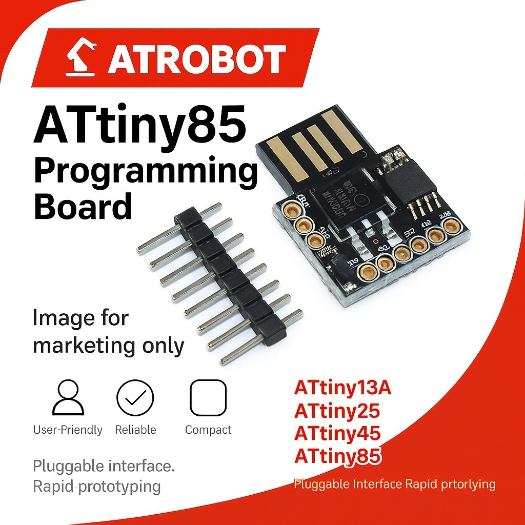 ATtiny85 Programmer บอร์ดโปรแกรมเมอร์ พร้อมซ็อกเก็ตเสียบถอด รองรับ ATtiny13A/25/45/85 เปลี่ยนชิปง่าย