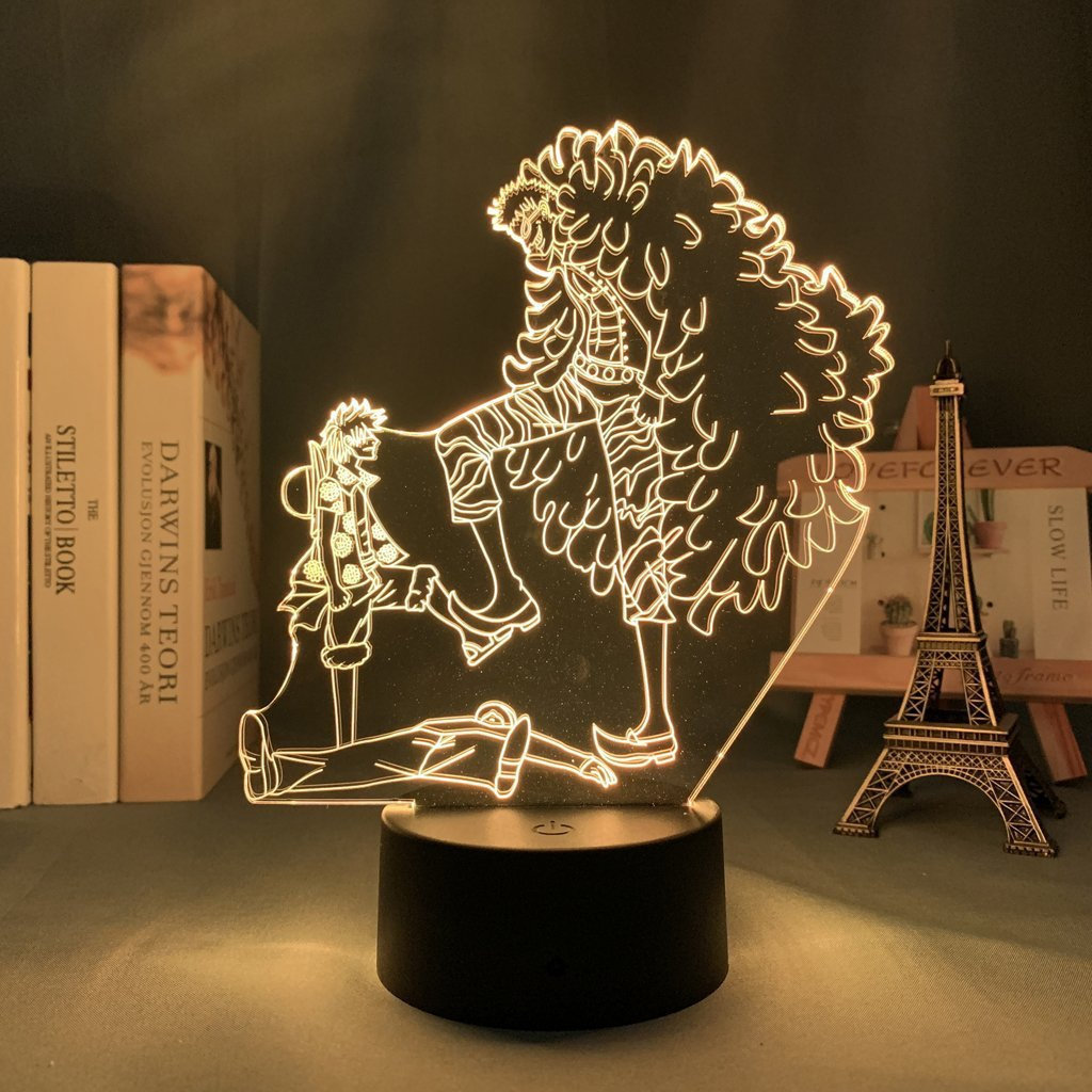 One Piece Night Light Luffy และ Doflamingo 3D โคมไฟระยะไกล 16 สีเปลี่ยนอะนิเมะแฟนคอลเลกชันตาราง Ligh
