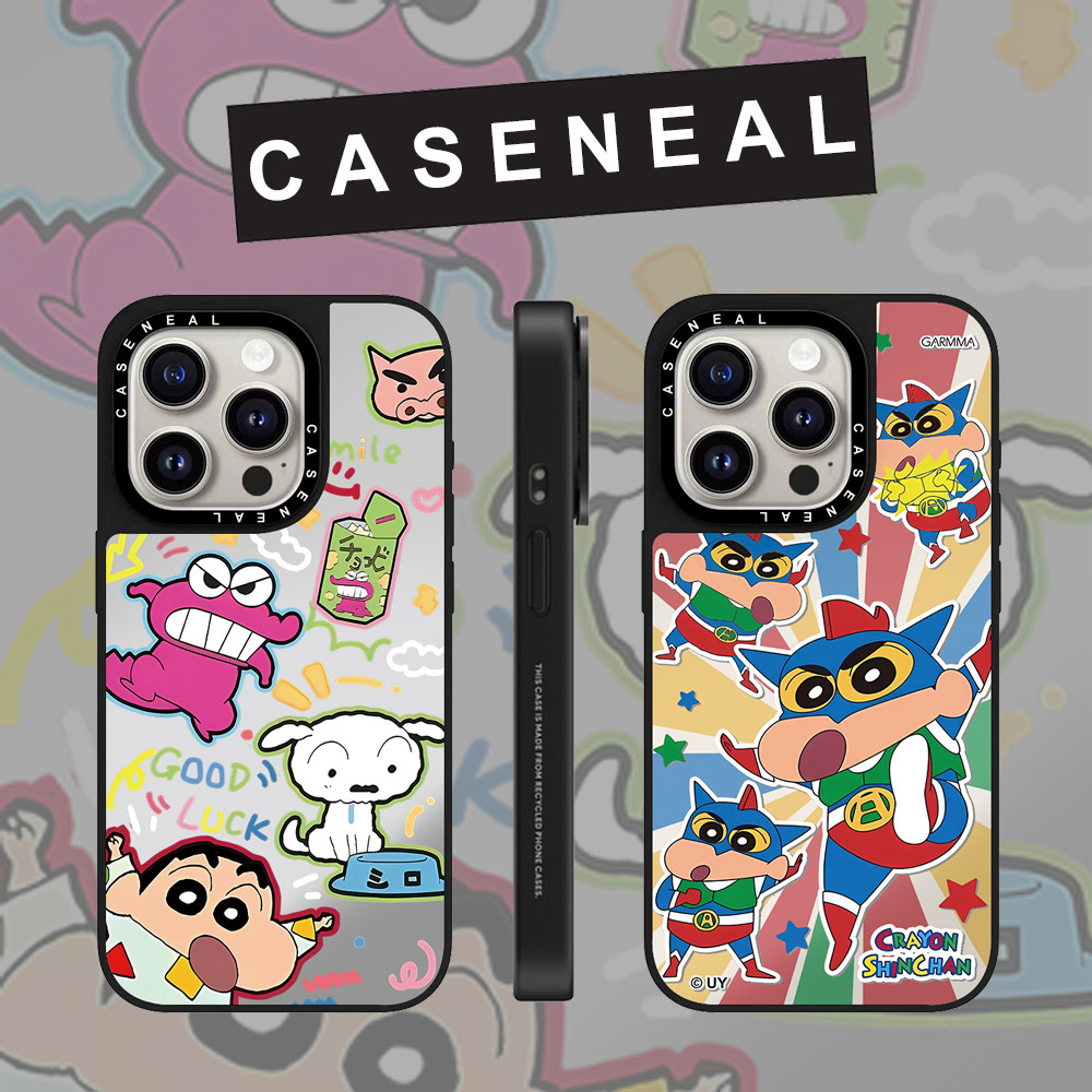 CASENEAL การ์ตูนสนุกตัวอักษรกระจกเคสโทรศัพท์สําหรับ iPhone 17 Pro Max 16 ProMax 15Pro 14 Plus 13 12 โทรศัพท์กันกระแทกขอบนุ่มฮาร์ดป้องกันกรณี
